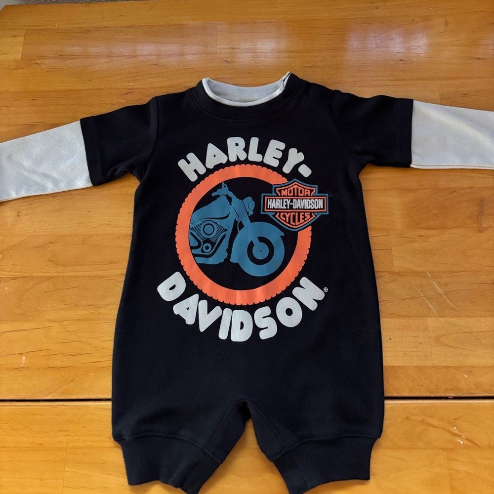 Harley-Davidson Black, White & Orange Baby One-Piece Bodysuit